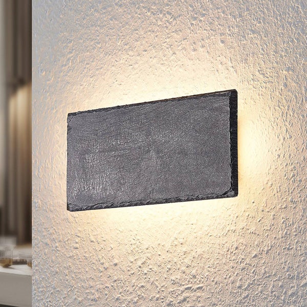 Lindby LED Wandleuchte, Wandlampe Innen Peetu dimmbar (Modern) in Alu aus Stein (1 flammig ) - Wandstrahler Wandbeleuchtung Schlafzimmer / Wohnzimmer Wohnzimmerleuchte