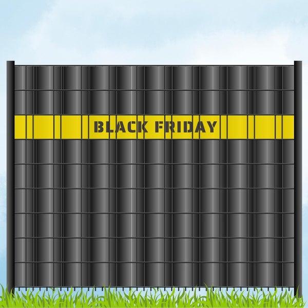 Bauzaun mit der Aufschrift Black Friday