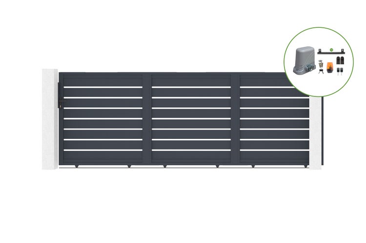 Schiebetor 4,5 m VOGEL H.160 cm aus Aluminium + TANKER C600-Motorisierung