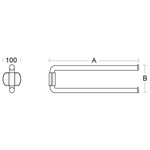 Maßzeichnung eines U-förmigen Stoßgriffs mit den Maßangaben A, B und 100.