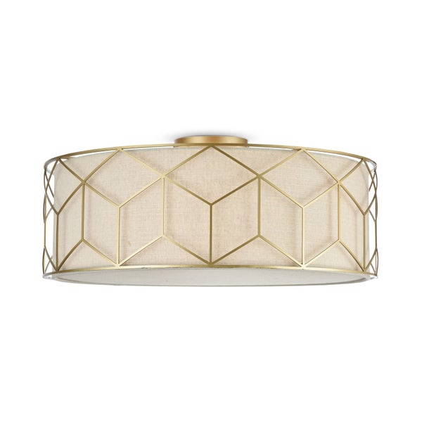 Deckenleuchte mit geometrischem Design und Stoffschirm