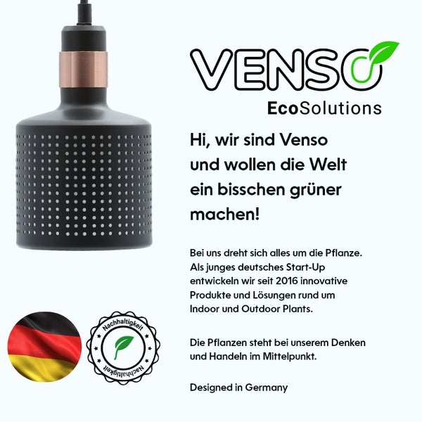 Venso EcoSolutions VEGA E27 Lampenschirm Schwarz, Lampenschirm Metall, Venso Pflanzenlampe, E27 Pflanzenlampe, Lampenschirm E27, Tageslichtlampe für Pflanzen, Pflanzenlicht, LED Zimmerpflanze
