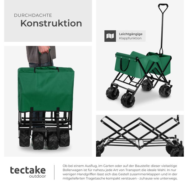 Bollerwagen tectake Heidrun inklusive Tragetasche, Belastbarkeit 80 kg faltbar grün