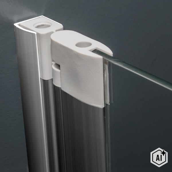 Duschwand Scharnier mit Wandprofil aus Aluminium und Kunststoff für Glasduschwände
