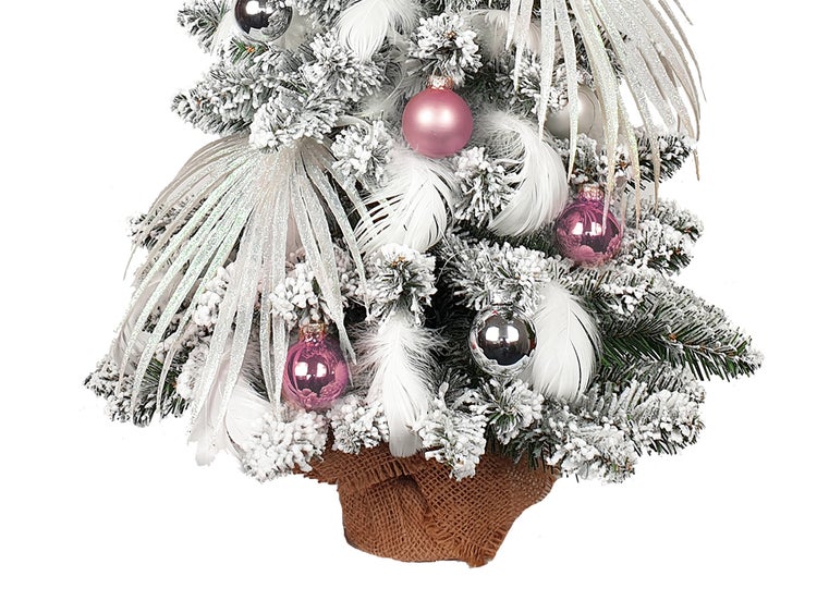 LAALU Dekorierter künstlicher Weihnachtsbaum POLAR PINK 60 cm mit LED-Beleuchtung IN FLOWER