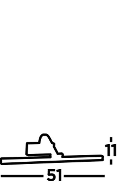 Technische Zeichnung eines Profils mit den Maßen 51 Millimeter und 11 Millimeter.
