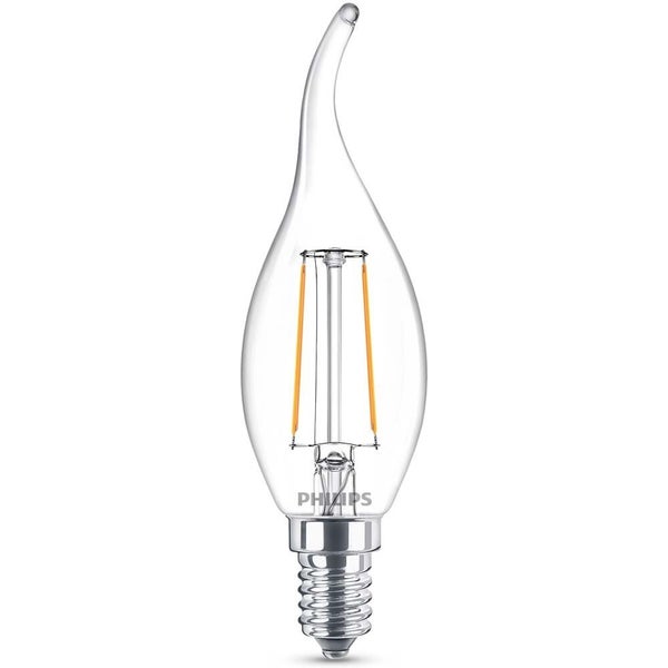 Philips LED Lampe ersetzt 25W, E14 Windstoßkerze BA35, klar, warmweiß, 250 Lumen, nicht dimmbar, 1er Pack