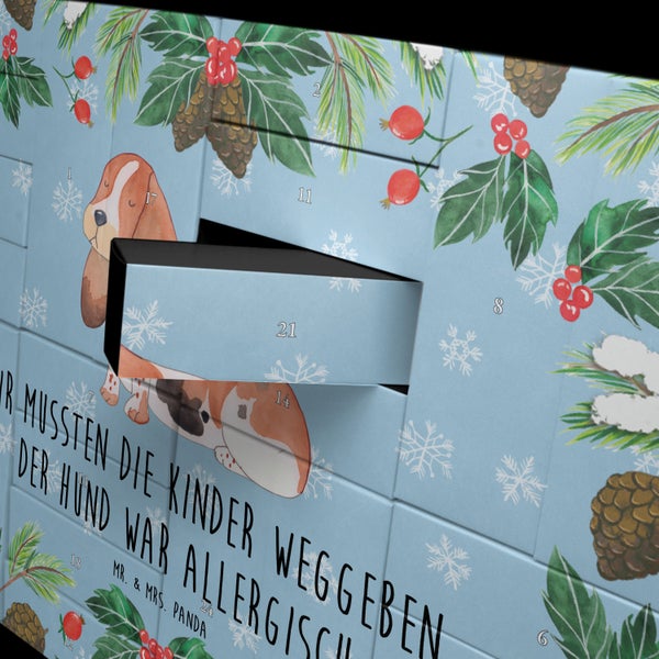 Mr. & Mrs. Panda Befüllbarer Adventskalender Hund Basset Hound - Blau Pastell