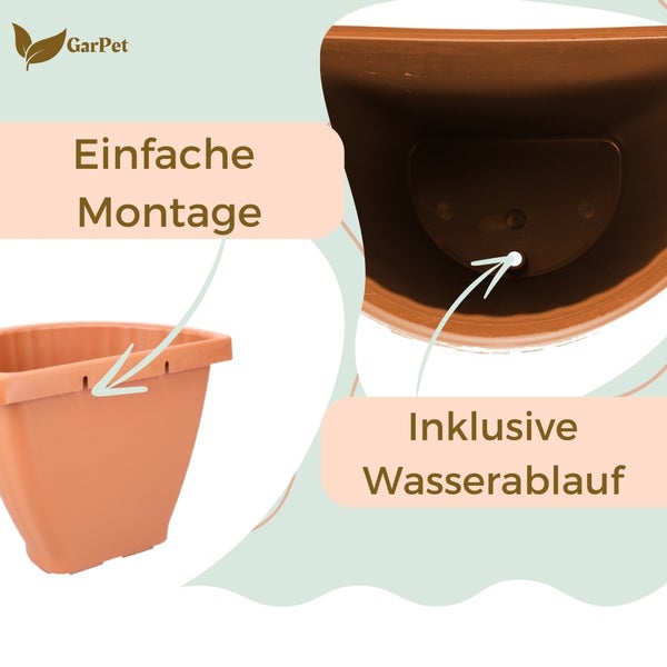 Abbildung eines Pflanzkübels mit einfacher Montage und inklusivem Wasserablauf