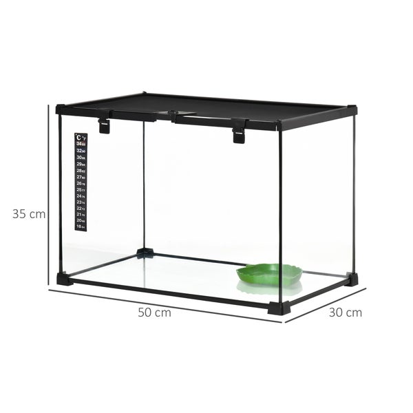 PawHut Reptile Box, 50L x 30B x 35H cm, Glas, Metall, Schwarz