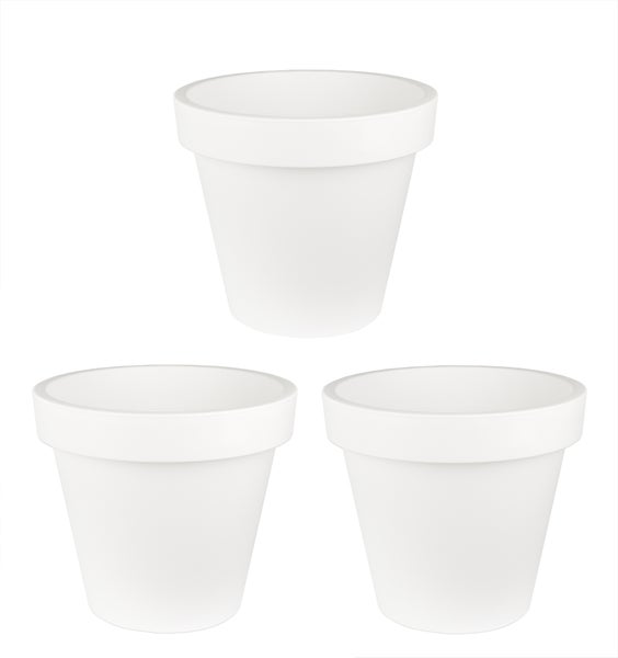 3x XXL Blumentopf Ø 58 cm aus Kunststoff - Weiß - Pflanztopf Containertopf Übertopf Pflanzkübel rund - Drainage-Möglichkeit