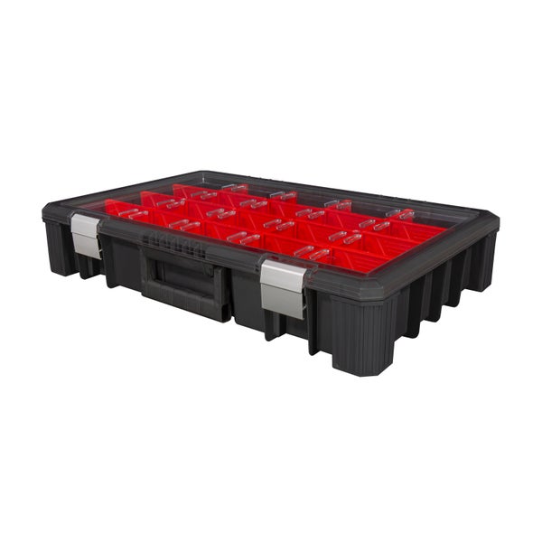 PROREGAL Sortierkasten 20 Fächer | HxBxT 11x39x60cm | Schwarz/Rot