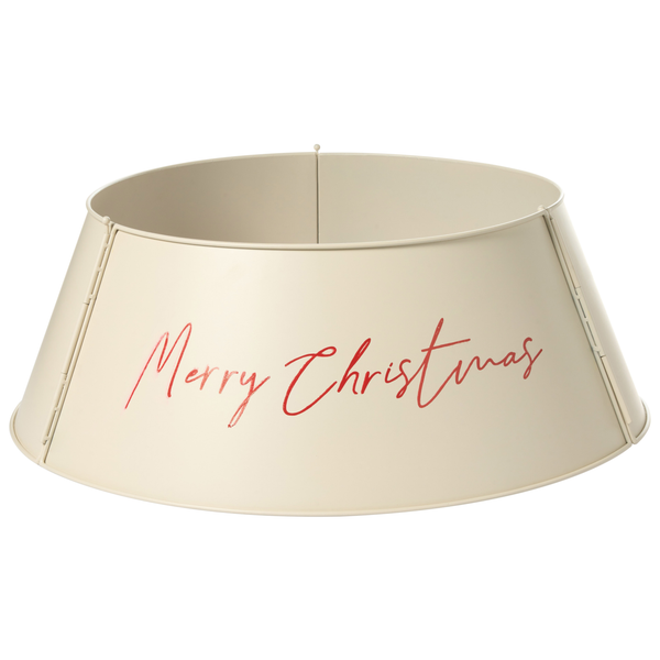 Baumständer mit dem Schriftzug Frohe Weihnachten