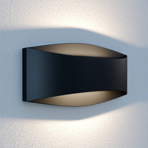 Lindby LED Wandleuchte außen Evric (spritzwassergeschützt (Modern) in Schwarz aus Aluminium (2 flammig, ) - Außenwandleuchten Wandlampe Led Außenlampe Outdoor für Außenwand/Hauswand