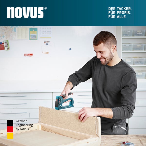Novus Tools Handtacker J-15 4-10 mm, Profi-Tacker geeignet für Feindraht- & Flachdrahtklammern 030-0473