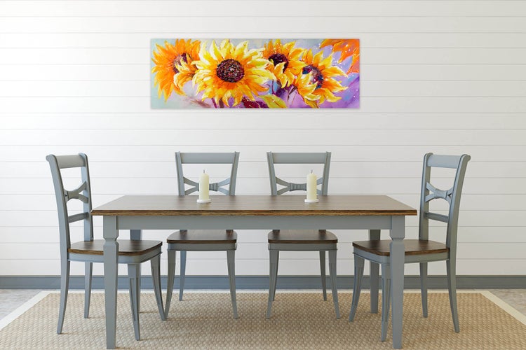 Handgemaltes Gemälde Acrylfarbe 150x50cm Lila