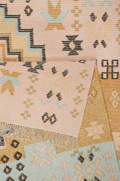 Kelim Teppich Bunt meliert aus Wolle Mayenne Green Looop 80x150 cm