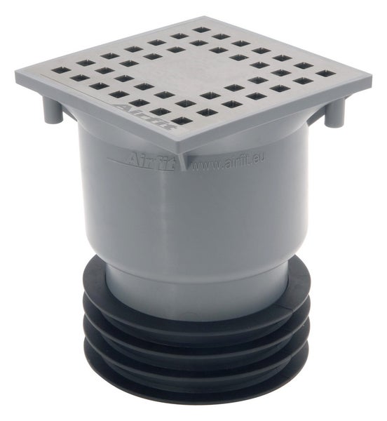 Airfit Bodenablauf mit quadratischem Edelstahlgitter zur Entwässerung
