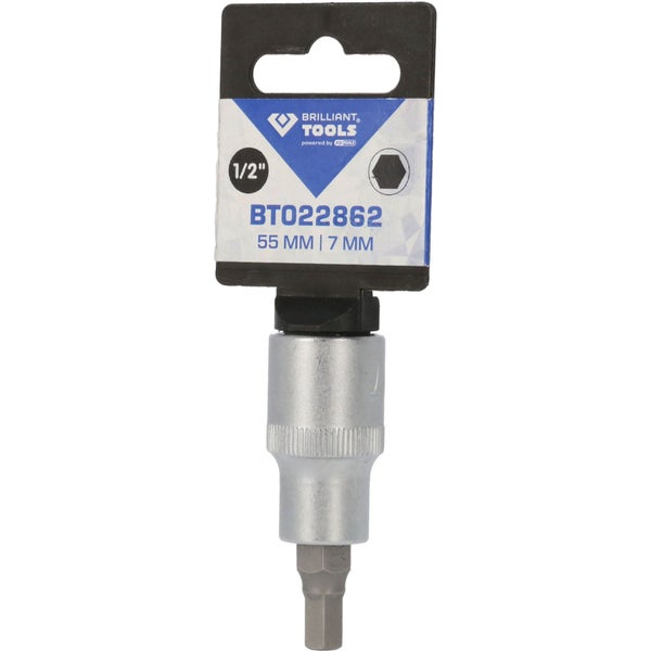 Brilliant Tools Steckschlüssel-Einsatz mit Innen-Sechskant, 55 mm Länge, 7 mm Schlüsselweite