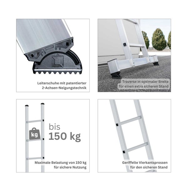 PROREGAL Mehrzweckleiter 3-Teilig mit Traverse 3 x 13 Sprossen