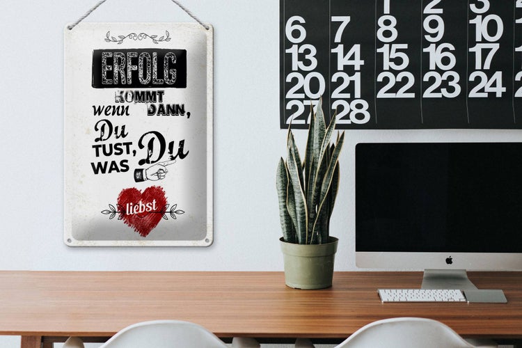 Blechschild Spruch Erfolg dann du tust was du liebst 20x30cm