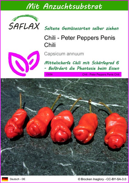 SAFLAX  - Chili - Peter Peppers Penis Chili - Capsicum annuum - 10 Samen - Mit keimfreiem Anzuchtsubstrat
