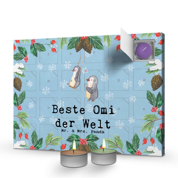 Mr. & Mrs. Panda Duftkerzen Adventskalender Pinguin Beste Omi der Welt - Blau Pastell