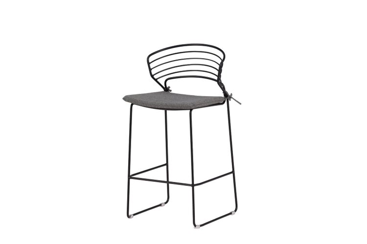 Milano Garten Barhocker inkl. Kissen stapelbar schwarz. 4er Set