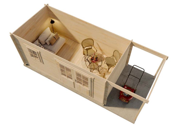Alpholz Gartenhaus York mit Schleppdach aus Holz Gartenhaus mit 28 mm Wandstärke Gartenhütte Geräteschuppen Flachdach