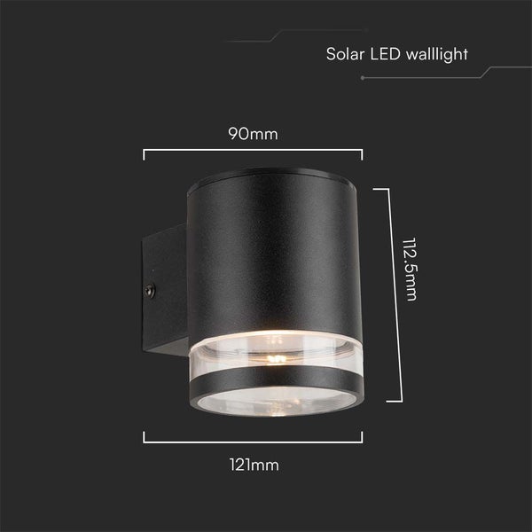 Solar LED Wandleuchte mit den Maßen 90 mm x 112,5 mm x 121 mm