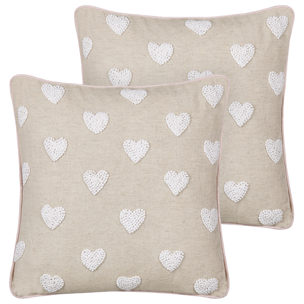 Dekokissen 2er Set GAZANIA Baumwolle 45 x 45 cm Beige