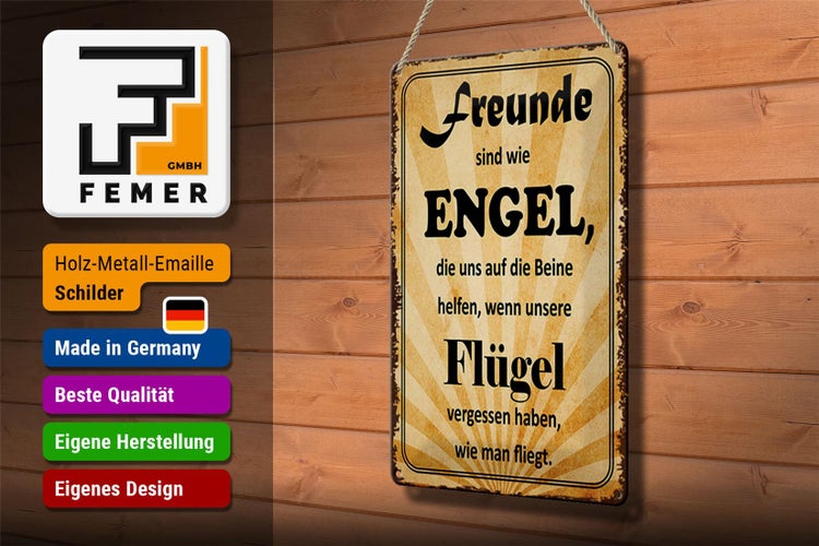 Blechschild Spruch 20x30cm Freunde sind wie Engel die uns