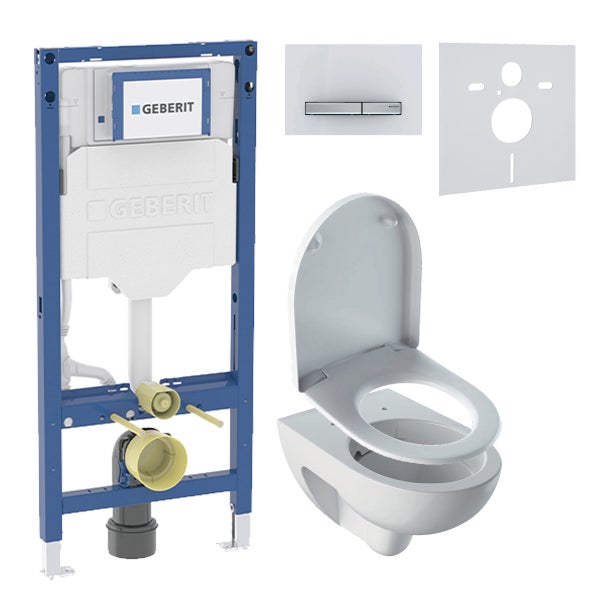 Geberit Vorwandelement mit Spülkasten, Betätigungsplatte, Schallschutzmatte und Wand-WC