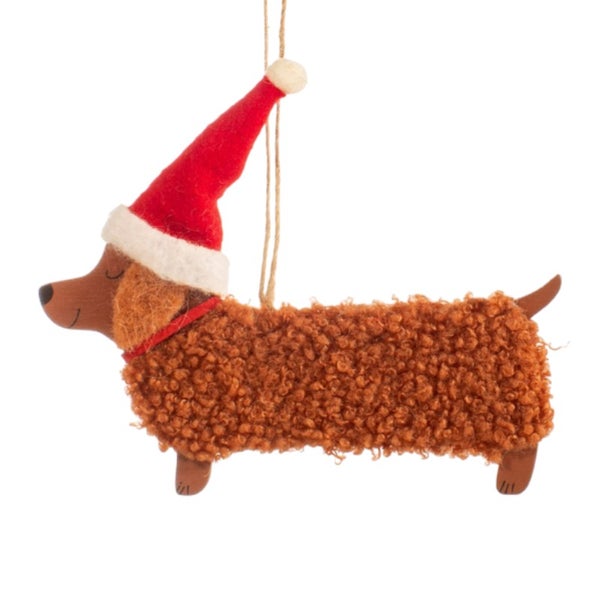 Dackel Weihnachtshänger aus filz - Sass & Belle