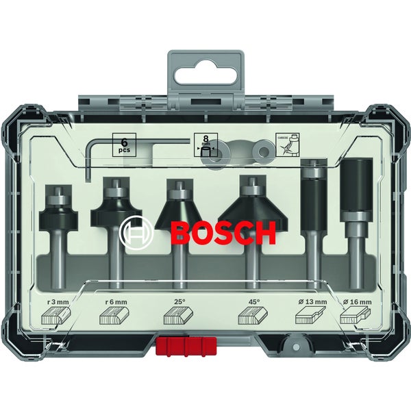 Bosch 6tlg. Trim&Edging Set ¼” Schaft geegnet für Kantenfräse GKF - 2607017470