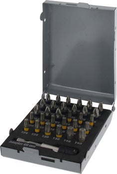 Triuso Bit Set 31 teilig in Kunststoffbox mit unterschiedlichen Profilen und einem Bithalter