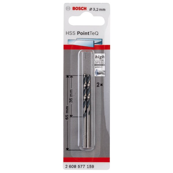 Bosch 2x HSS PointTeQ DIN 338 3,2 x 36 x 65 mm - 2608577159