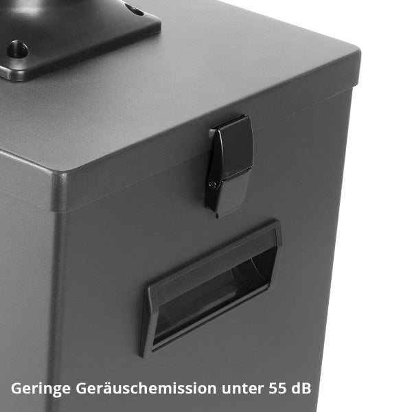 Detailansicht einer Box mit Verschluss und Griff