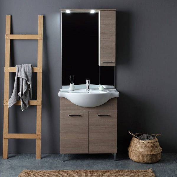 Badezimmeset bodenstehend 75 cm - Eiche natur Holzoptik | Rimini
