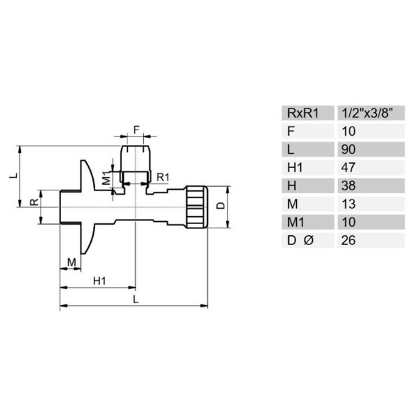 Eckventil 1/2 x 10 mm