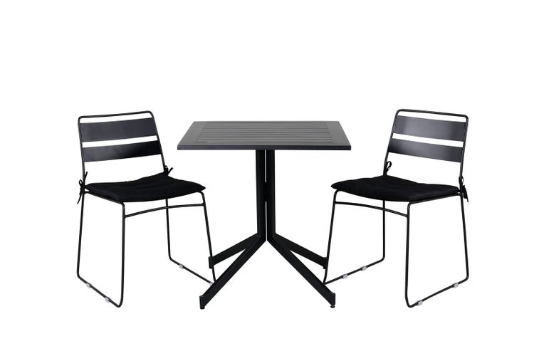 Way Gartenset Tisch 70x70cm und 2 Stühle Lina schwarz. 70 X 70 X 72 cm