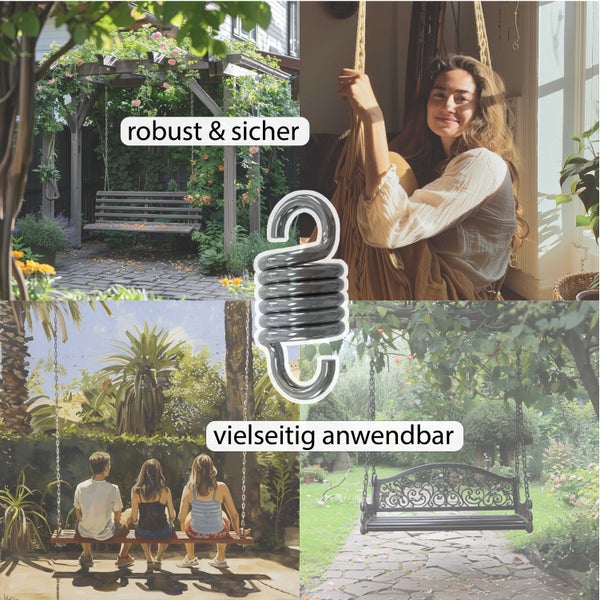 Stahlfeder für Schaukeln und Hängesessel in verschiedenen Einsatzbereichen wie Garten oder Wohnraum für mehr Komfort und Sicherheit.