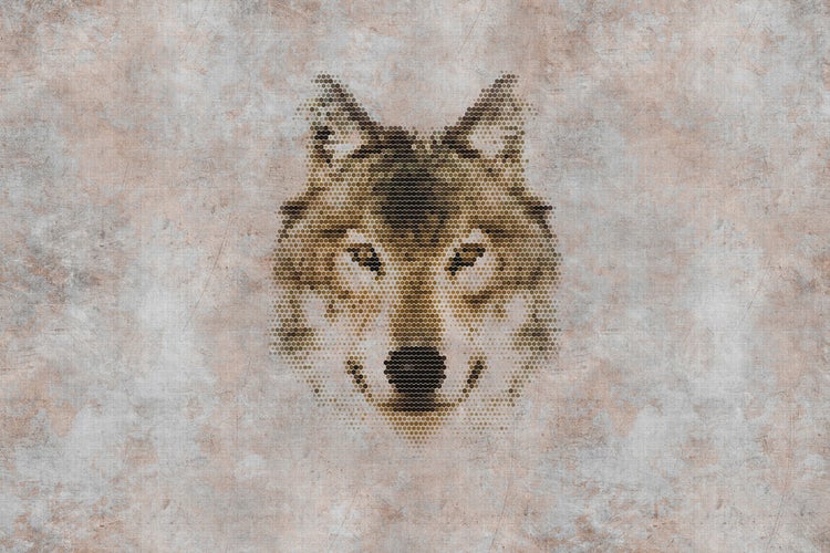 Dekorative Wandgestaltung mit einem Wolfsmotiv