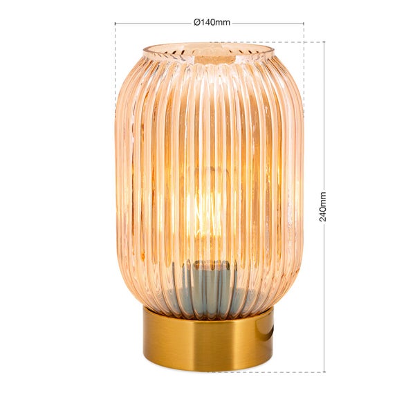 Tischleuchte, geripptes Glas, Durchmesser 140 mm, Höhe 240 mm