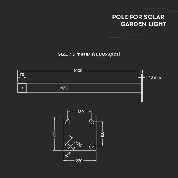 V-TAC  - Solarleuchten - Zubehör - IP65 - Schwarz