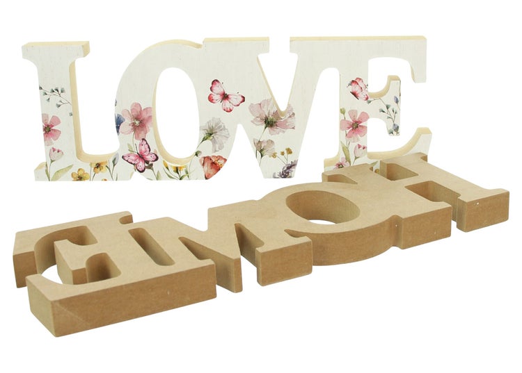 FRANK FLECHTWAREN | Schriftzug Love Home, 2tlg., MDF, 29 x 2 x 10,5 cm