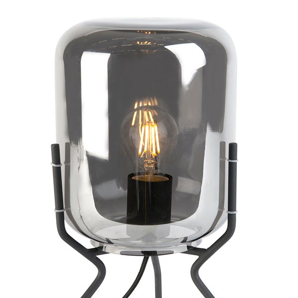 Design Tischleuchte schwarz mit Rauchglas - Bliss