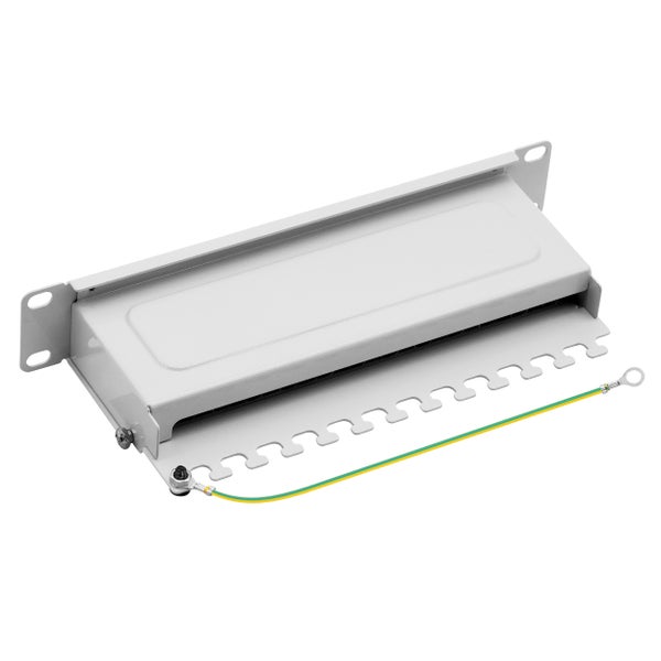ProfiPatch Patchpanel Patchfeld Cat.6 10 Zoll 12-Port geschirmt RJ45 Rackeinbau 1HE grau
