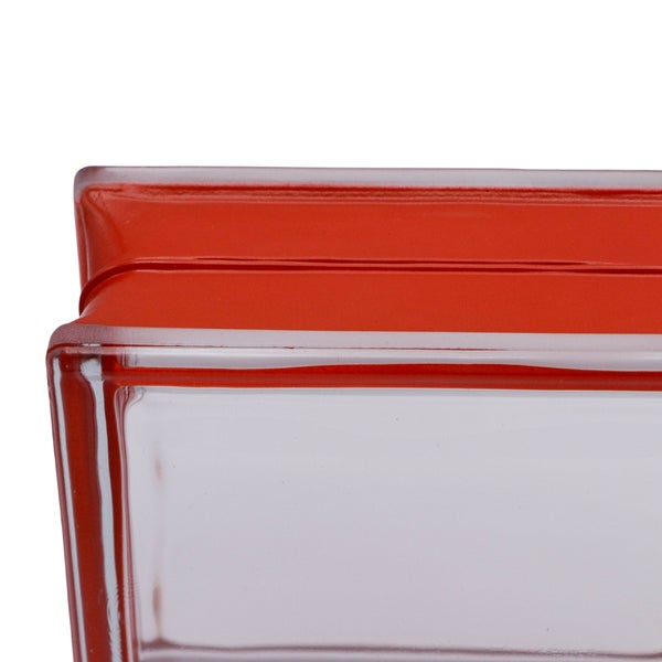 Detailansicht eines Glasbausteins mit rotem Rand