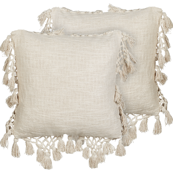 Dekokissen 2er Set OLEARIA Baumwolle 45 x 45 cm Beige Ohne Muster